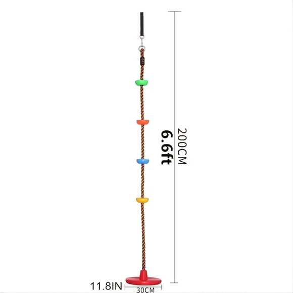 Kids Swing With Climbing Rope single disc seat indoor or outdoor tree swing. - Picture 5 of 5